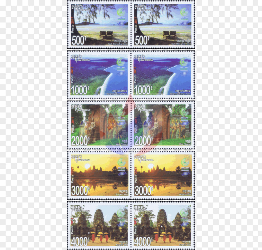 Angkor Wat Postage Stamps Fauna Poster Collage Organism PNG