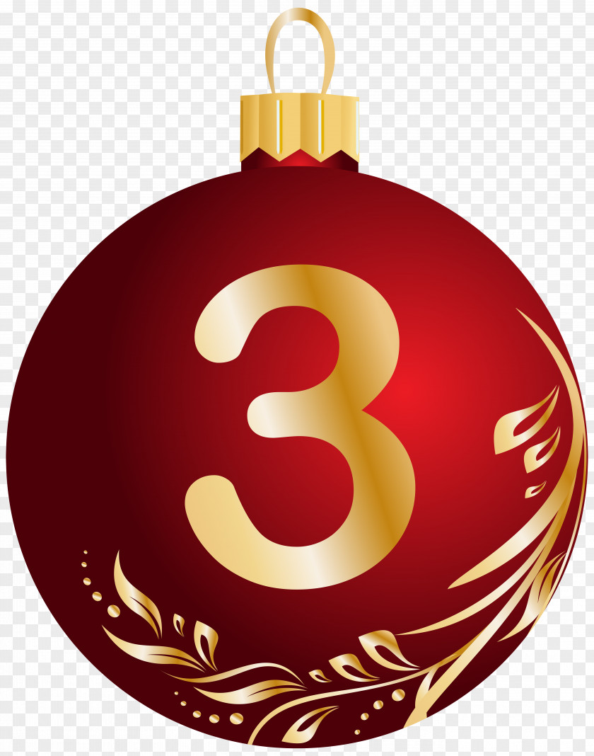Christmas Ball Number Three Transparent Clip Art Image PNG
