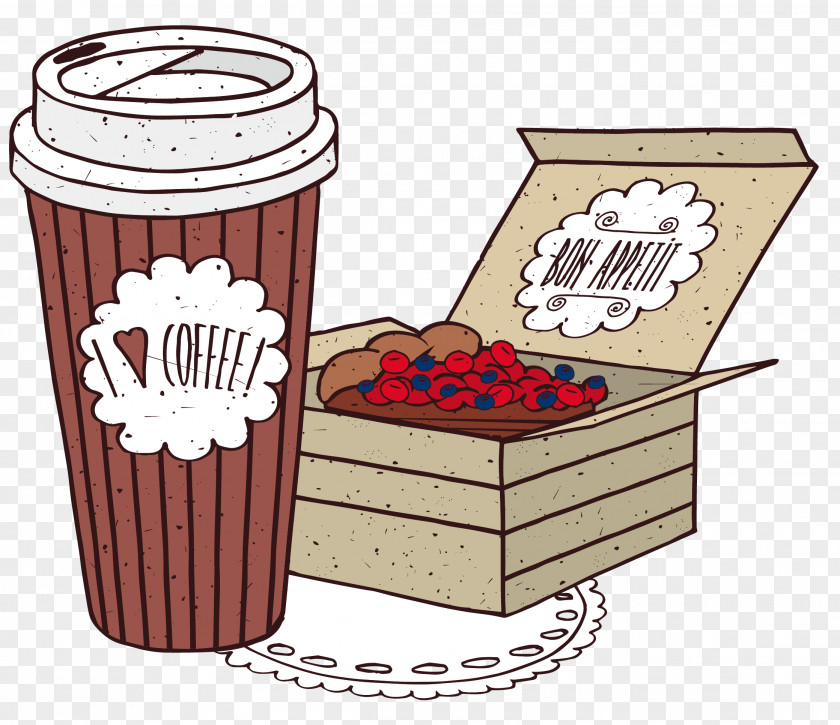 Coffee And Cranberries Cappuccino Breakfast Bakery Illustration PNG