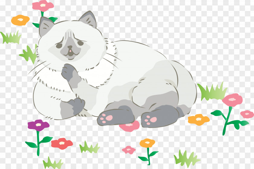 Cat Cartoon Small To Medium-sized Cats Grass Plant PNG