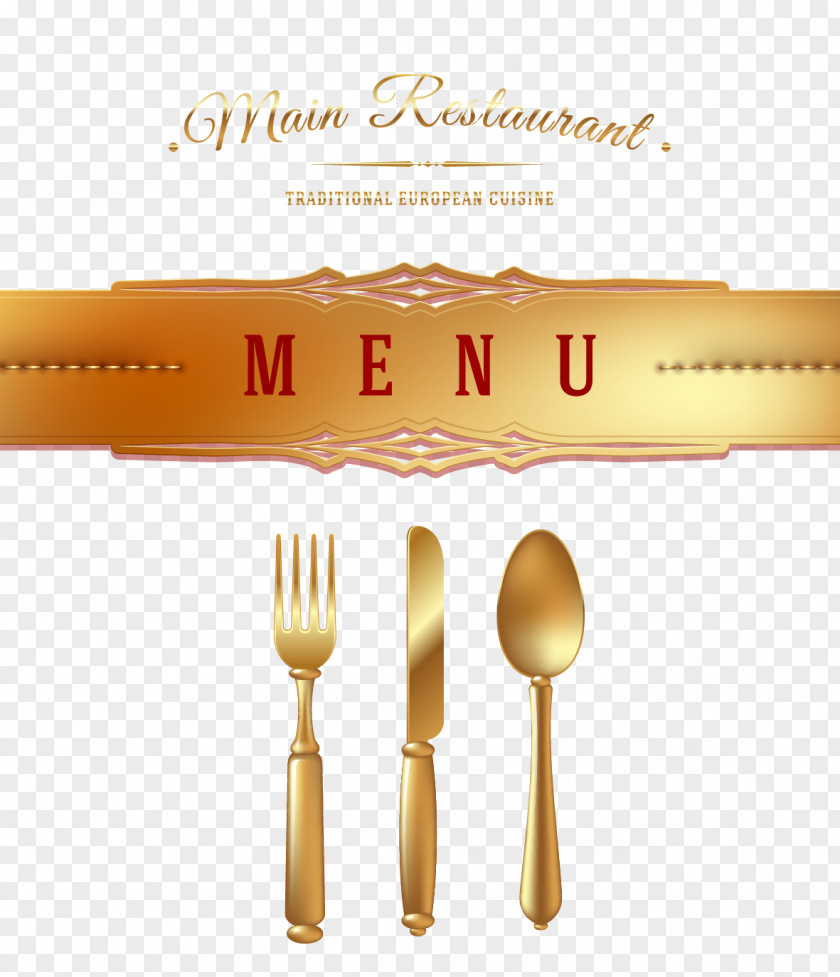 Gold Western Knife And Fork Yellow Spoon Material PNG