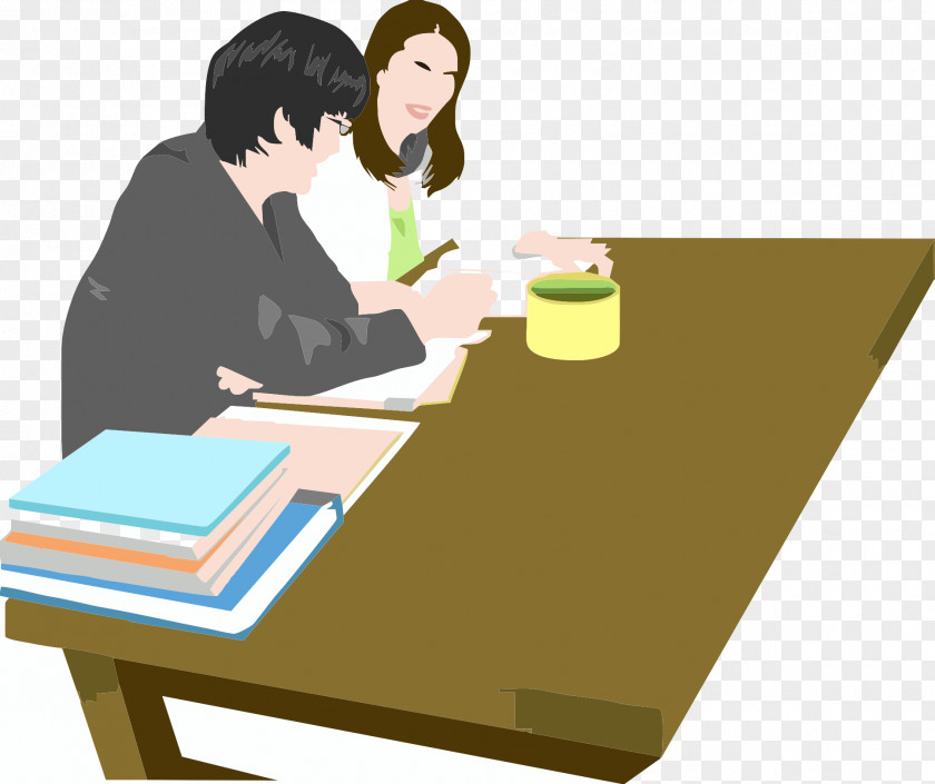 Two Teachers Together Prepare Lessons Table Cartoon Teacher Illustration PNG