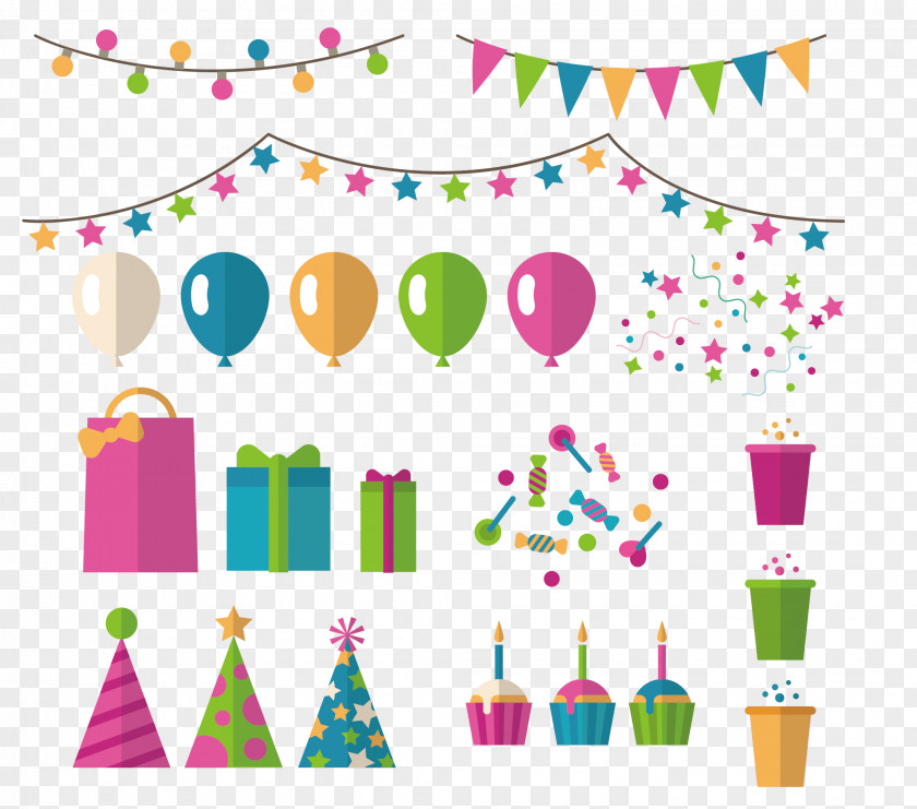 Festive Carnival Birthday Party Flat Design PNG