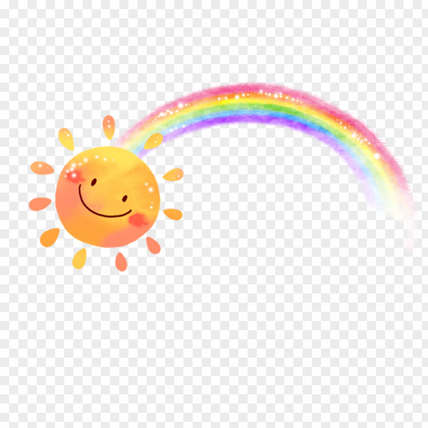 Lovely Hand-painted Watercolor Sun And Rainbow Painting Download Clip Art PNG