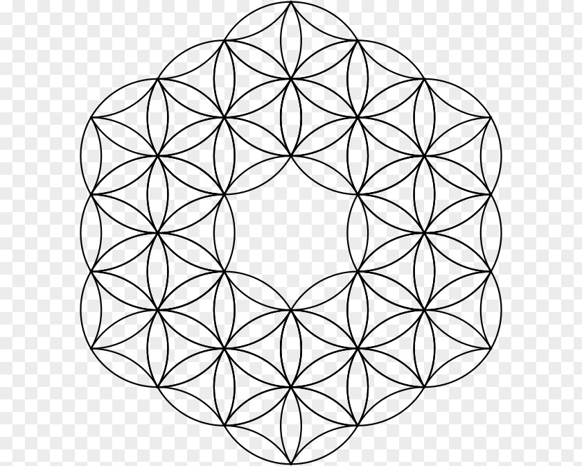 Symbol Overlapping Circles Grid Sacred Geometry Metatron's Cube PNG