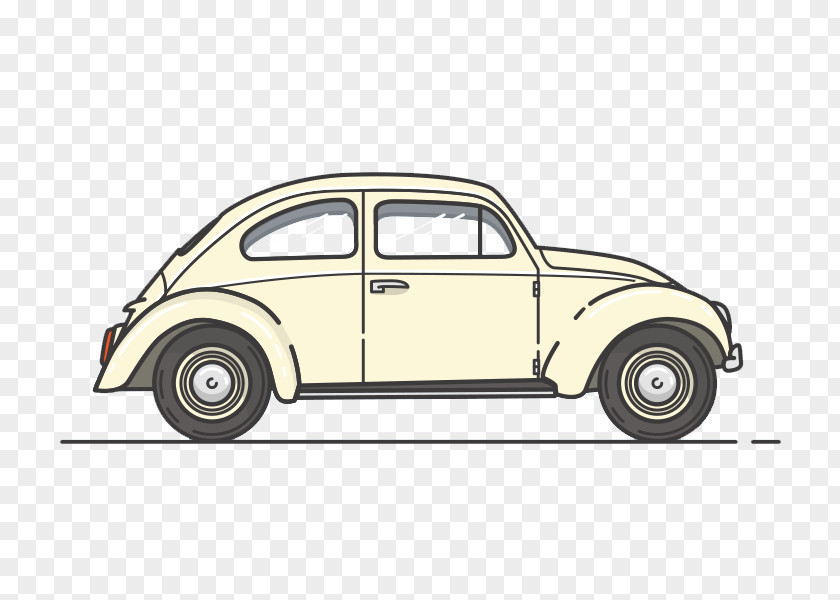 Creative Cartoon Classic Car Side View Volkswagen Beetle Vehicle Vintage PNG