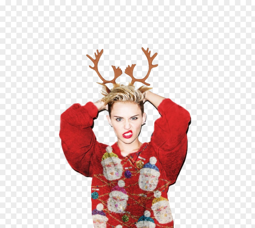 Miley Cyrus Reindeer Antler Headband PNG