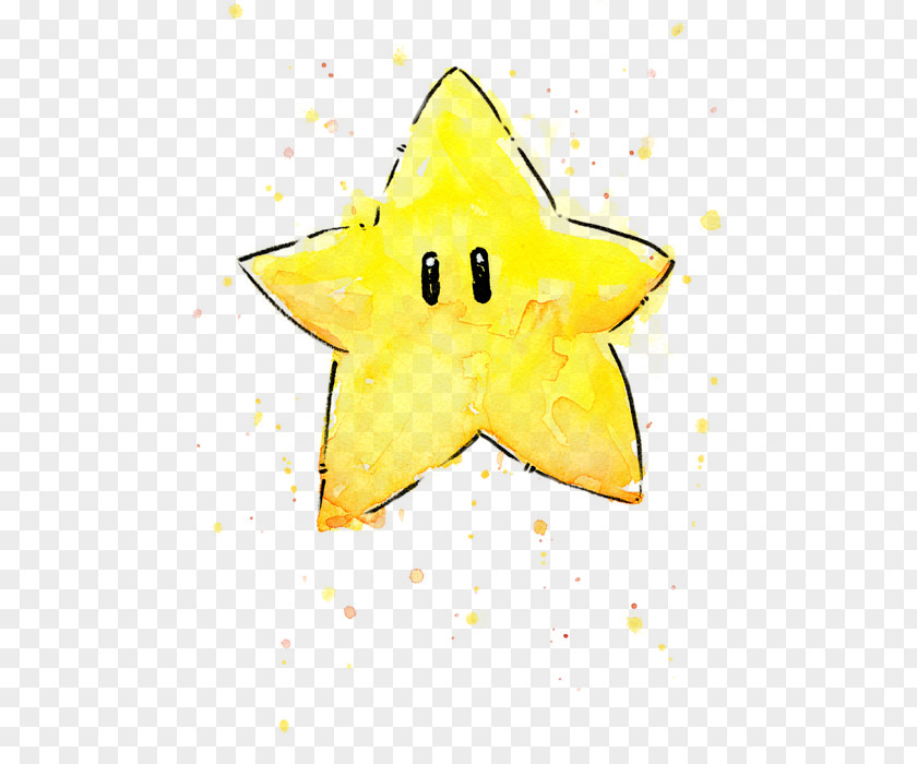 Watercolor Star Super Mario Bros. Princess Peach Painting PNG