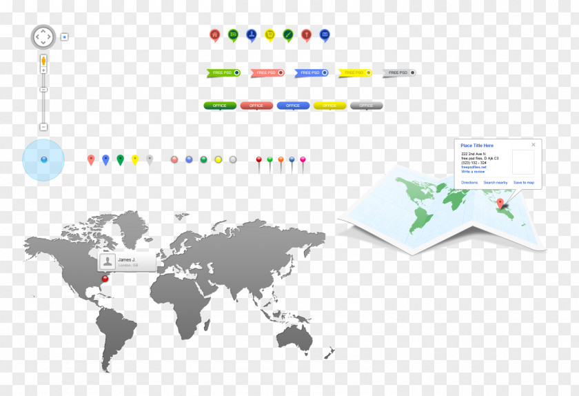 World Map Buttons Globe PNG