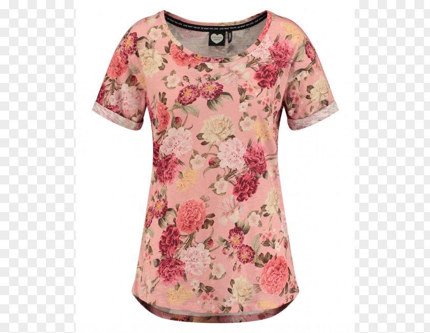 Blush Floral T-shirt Clothing Sleeve Blouse Sweater PNG