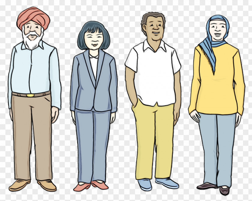 Gesture Standing Group Of People Background PNG