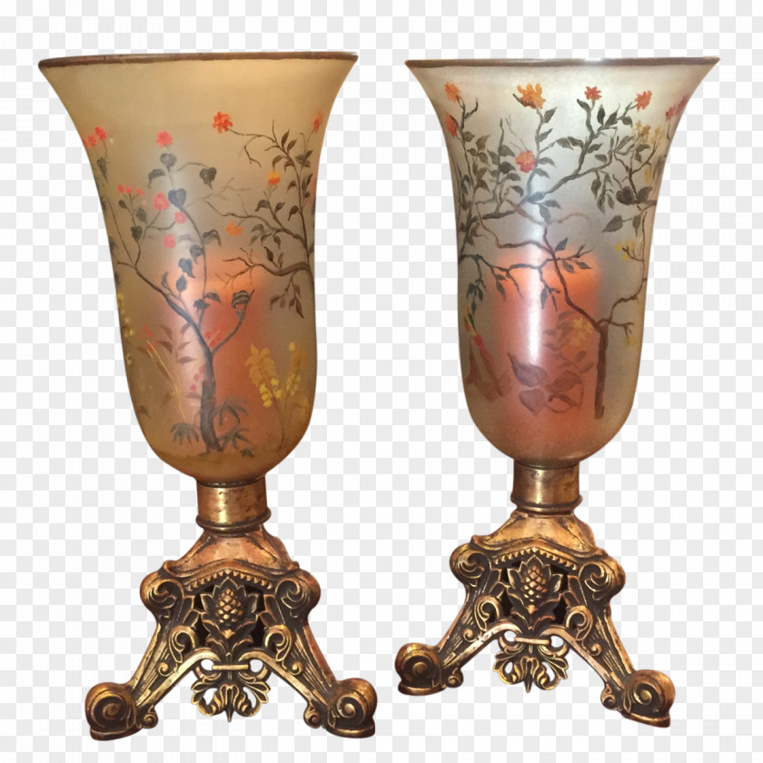 Hand Painted Vase Urn Metal Artifact PNG