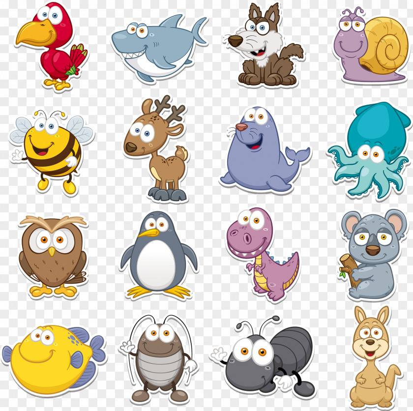 Q Version Animal Vector Collection Funny Clip Art PNG