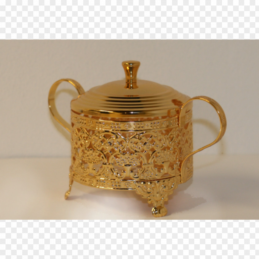 Brass Sugar Bowl Portavela Porcelain Glass PNG