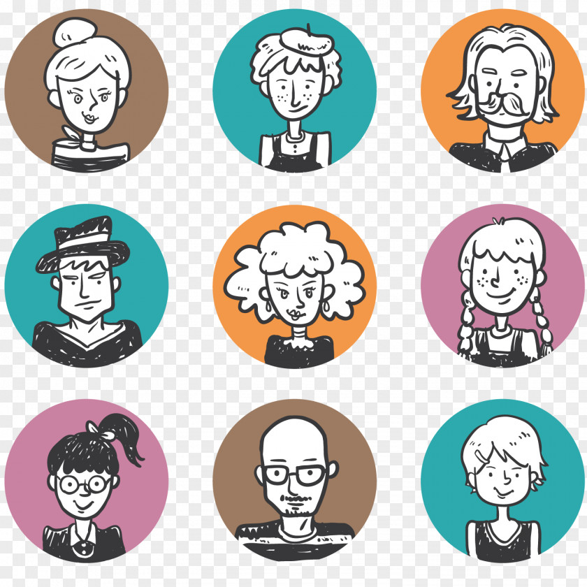 Hand-painted Vector Material Through A User Avatar Drawing Circle Icon PNG