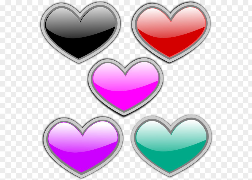 Glossy Heart Color Clip Art PNG