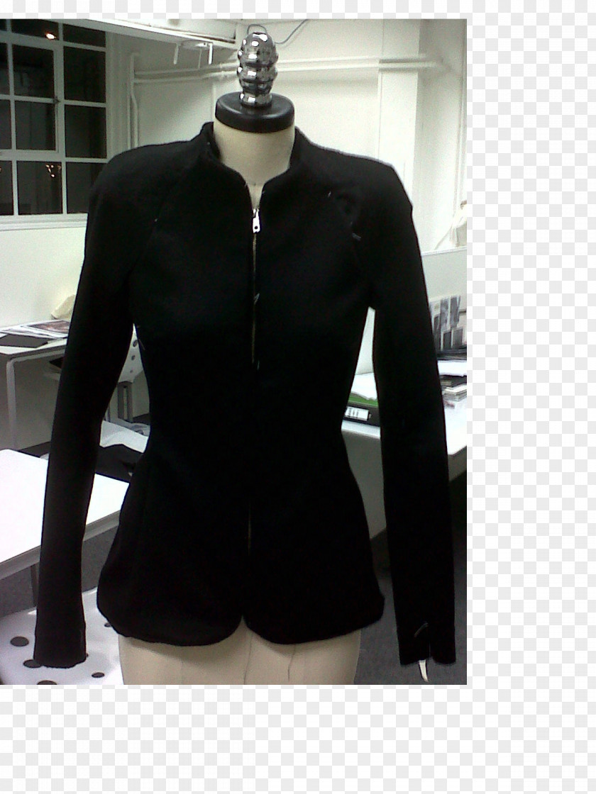 Blazer Neck Blouse Black M PNG