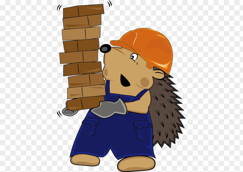 Hedgehog Move Brickwork. Brick Day Of Builder Clip Art PNG
