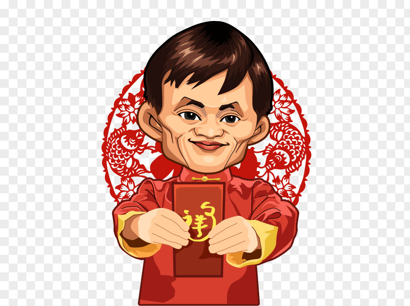Holding A Hand-painted Red By The People Chinese New Year Cartoon Lunar PNG