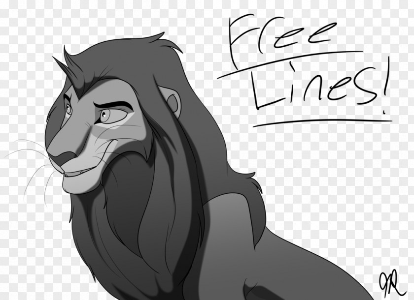 Male Lion Drawings Tiger Whiskers Line Art Drawing PNG