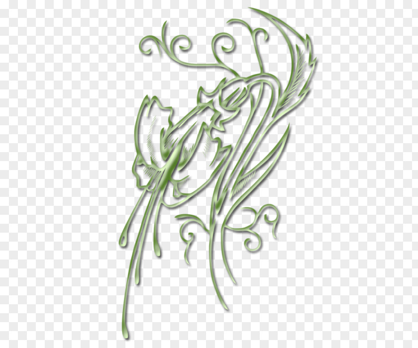 Anggel Ornament Flower Plant Stem Leaf Floral Design Font PNG