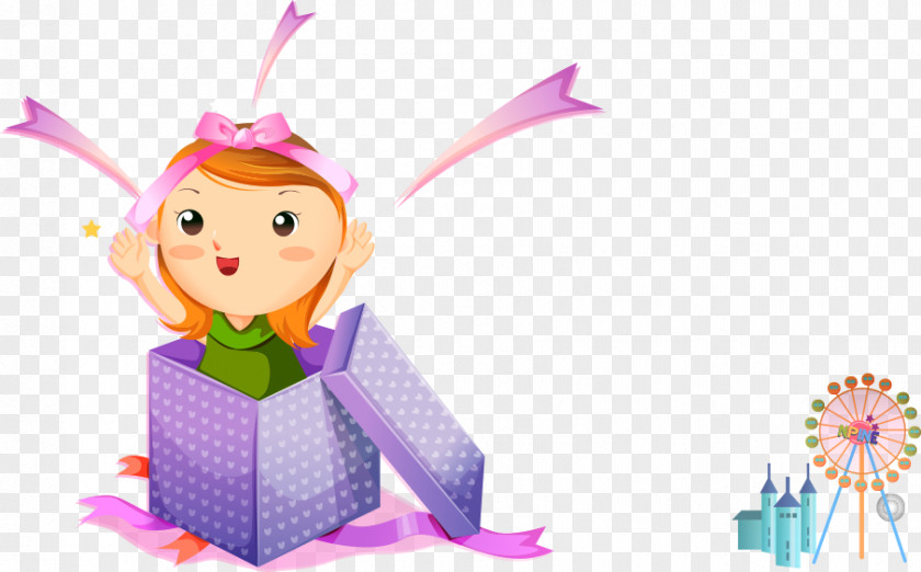 Vector Gift Box Children Illustration PNG