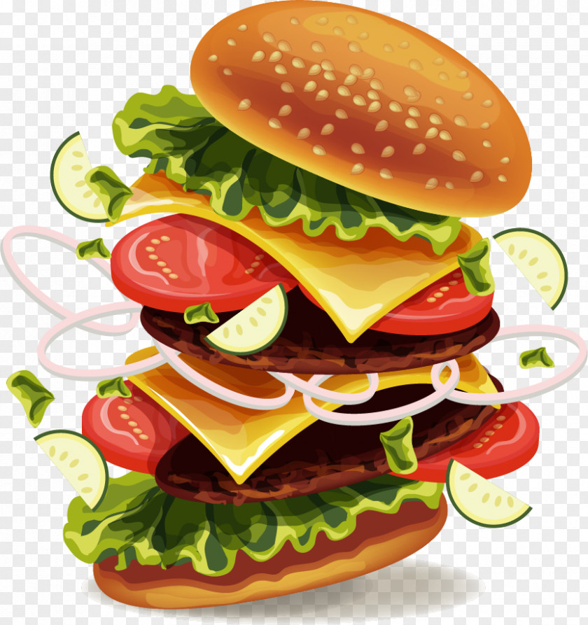 Vector Painted Burger King Hamburger Hot Dog Soft Drink Fast Food French Fries PNG