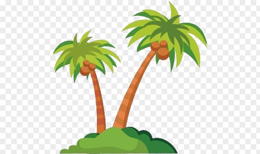 A Long Island With Coconut Trees Tree Cartoon PNG