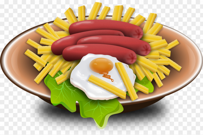Hot Dog French Fries Fried Egg Food PNG