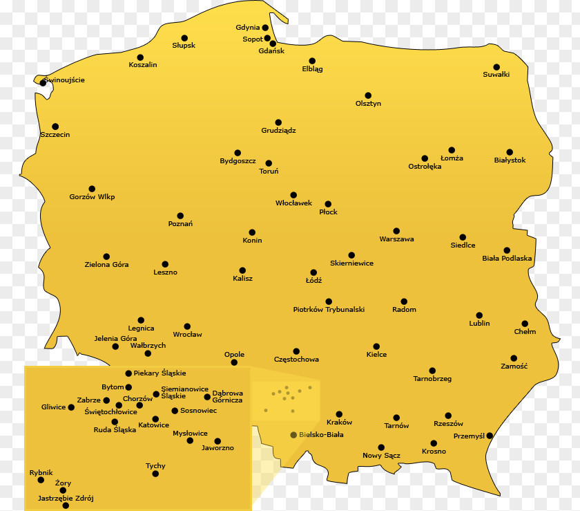 Map Chorzów Ruda Śląska Rybnik Żory Tychy PNG