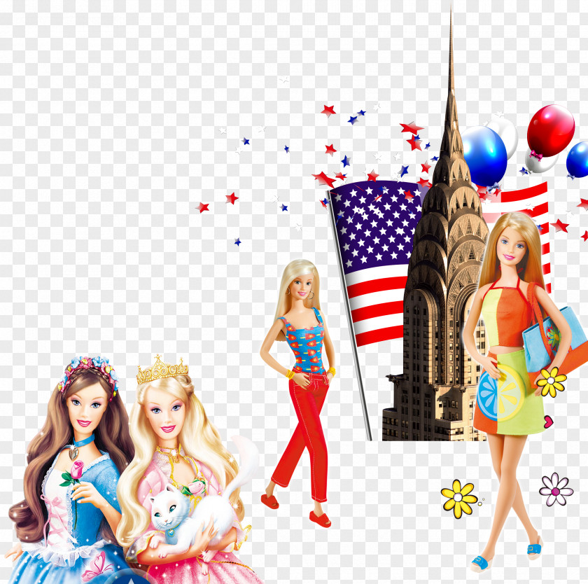 US Wind Element Material United States Barbie Doll Balloon PNG