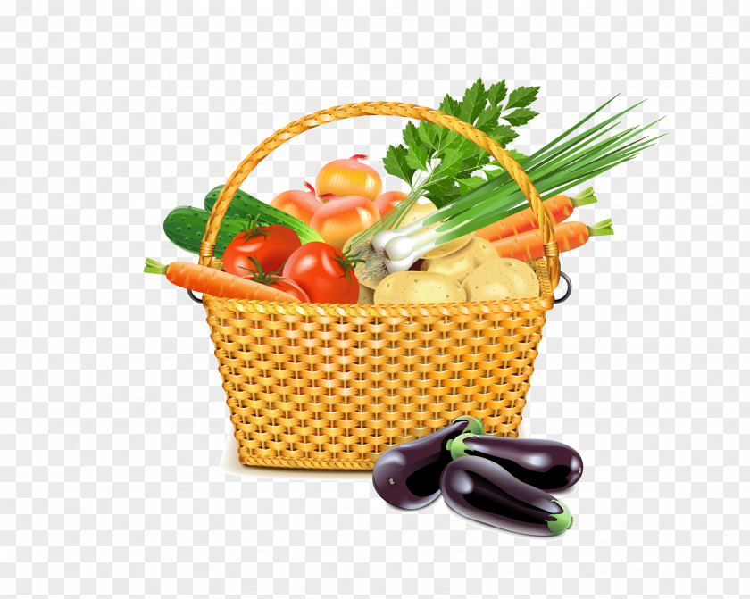 Vector Color Basket Of Vegetables Parsley Root Wicker Illustration PNG