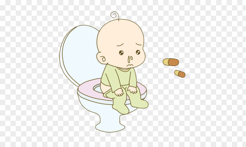 Cartoon Sick Baby Sitting On The Toilet Illustration PNG