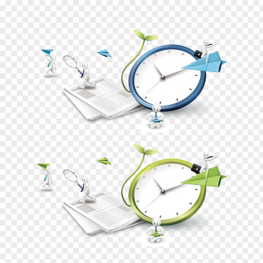 Time And People Cartoon Illustration PNG