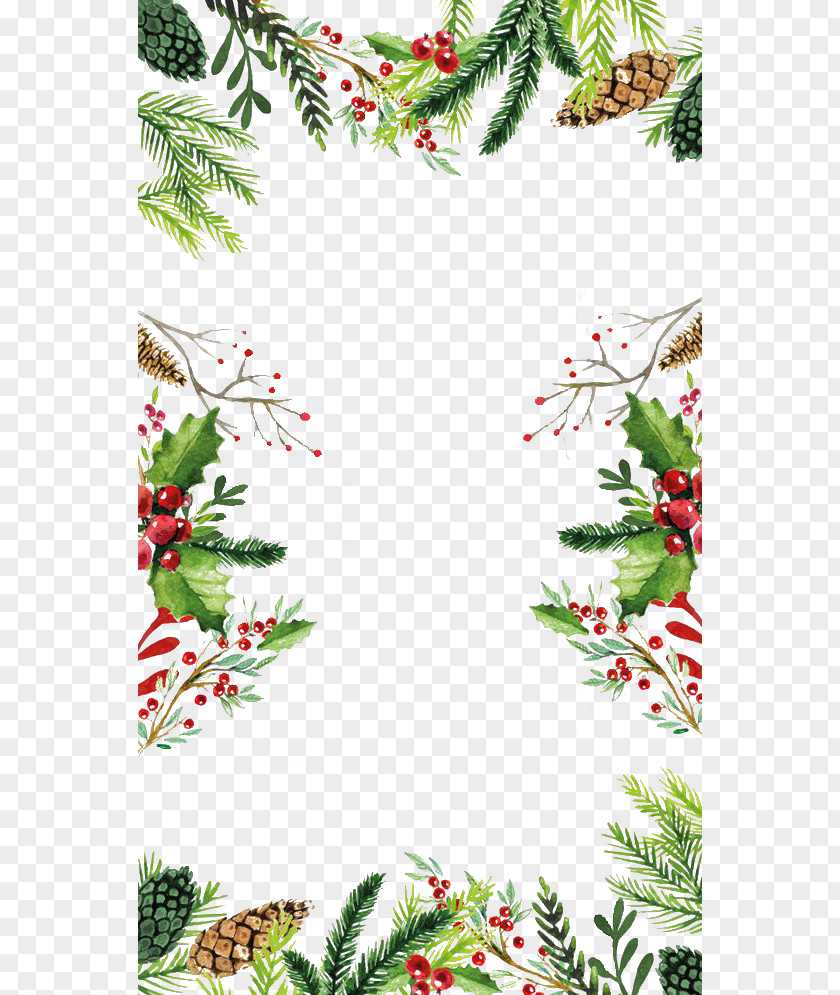 Hand-painted Background Plant Christmas Santa Claus Wallpaper PNG