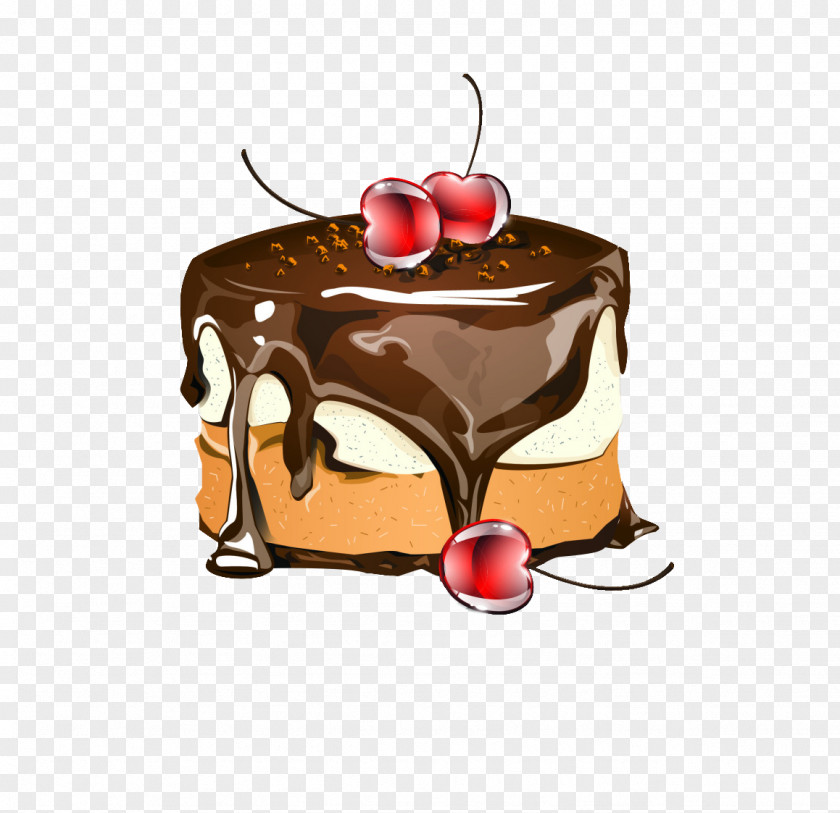 Cherry Chocolate Cake Pattern Ice Cream Black Forest Gateau Birthday PNG
