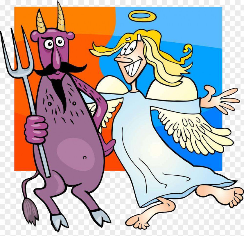 Satan And Angels Shoulder Angel Cartoon Illustration PNG