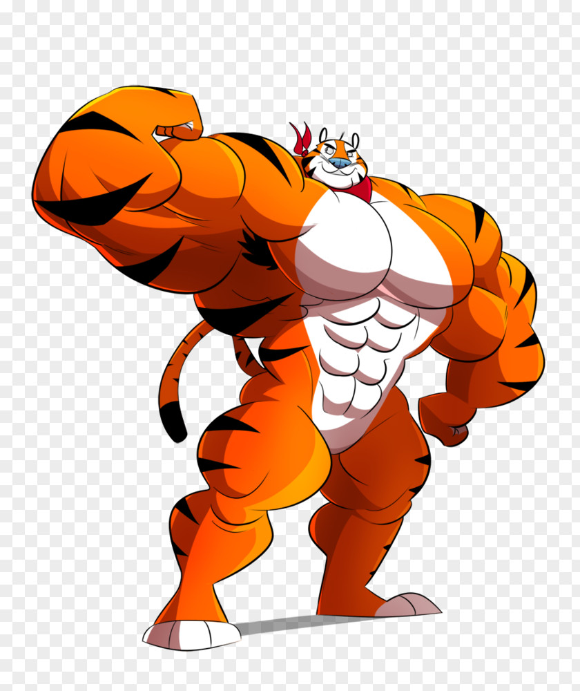 Muscles Tony The Tiger Frosted Flakes Breakfast Cereal PNG