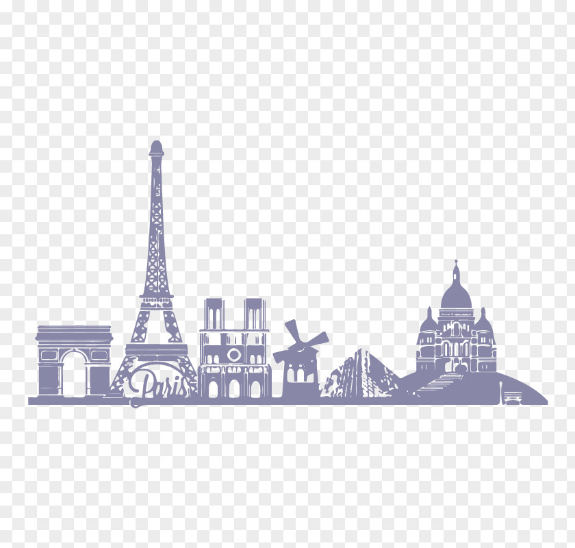 Paris Wall Decal Silhouette Skyline Mural PNG