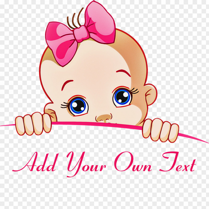 Ear Sticker Pink Cartoon Text Nose Cheek PNG