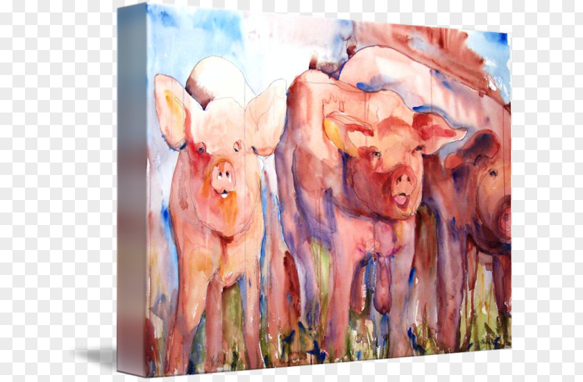 Watercolor Animal Pig Painting Fine Art PNG