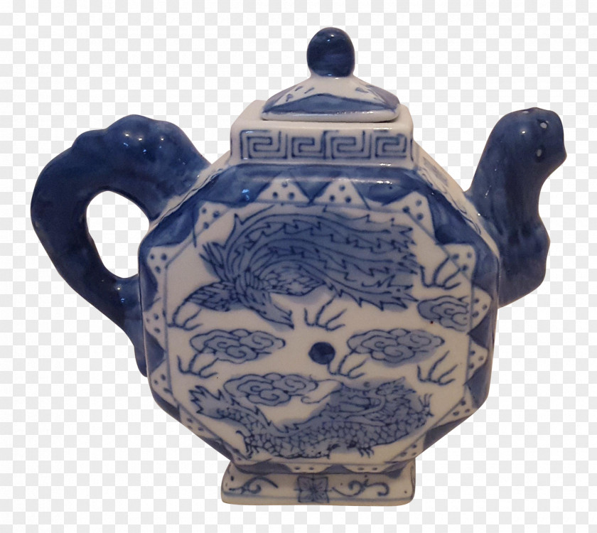 Kettle Teapot Ceramic Blue And White Pottery PNG