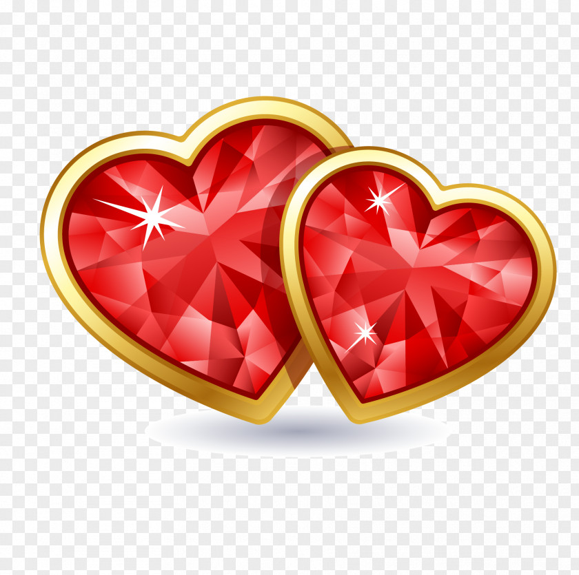Realistic Gold-red Diamonds Heart Valentine's Day Stock Photography Clip Art PNG