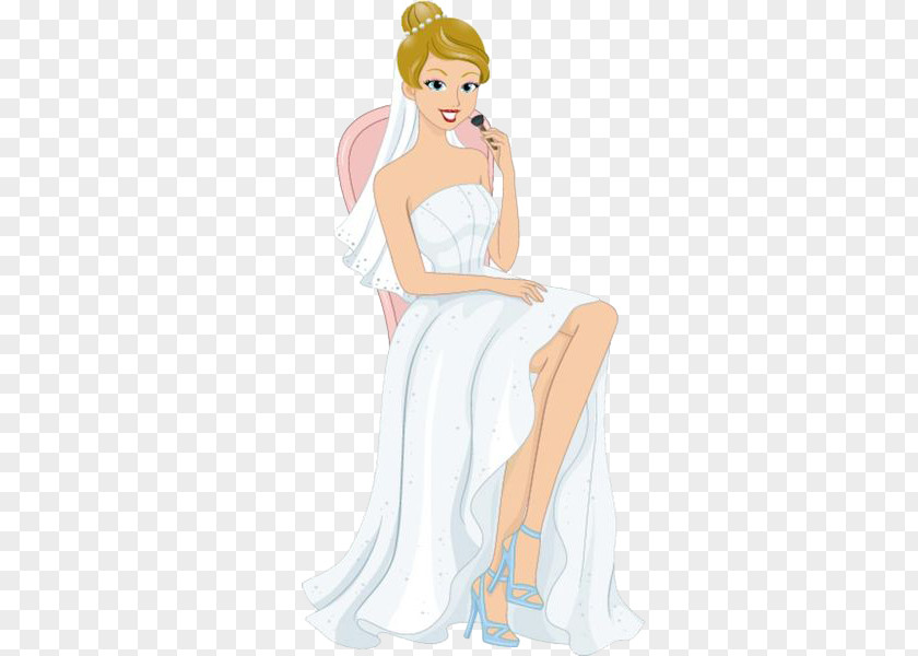 The Bride Sitting In Chair Woman Cosmetics Illustration PNG
