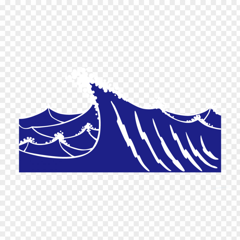 Dark Blue Sea Wind Wave Cartoon PNG