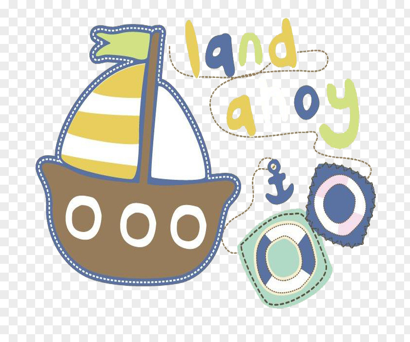 Hand Painted Sailboat Cartoon Drawing Clip Art PNG