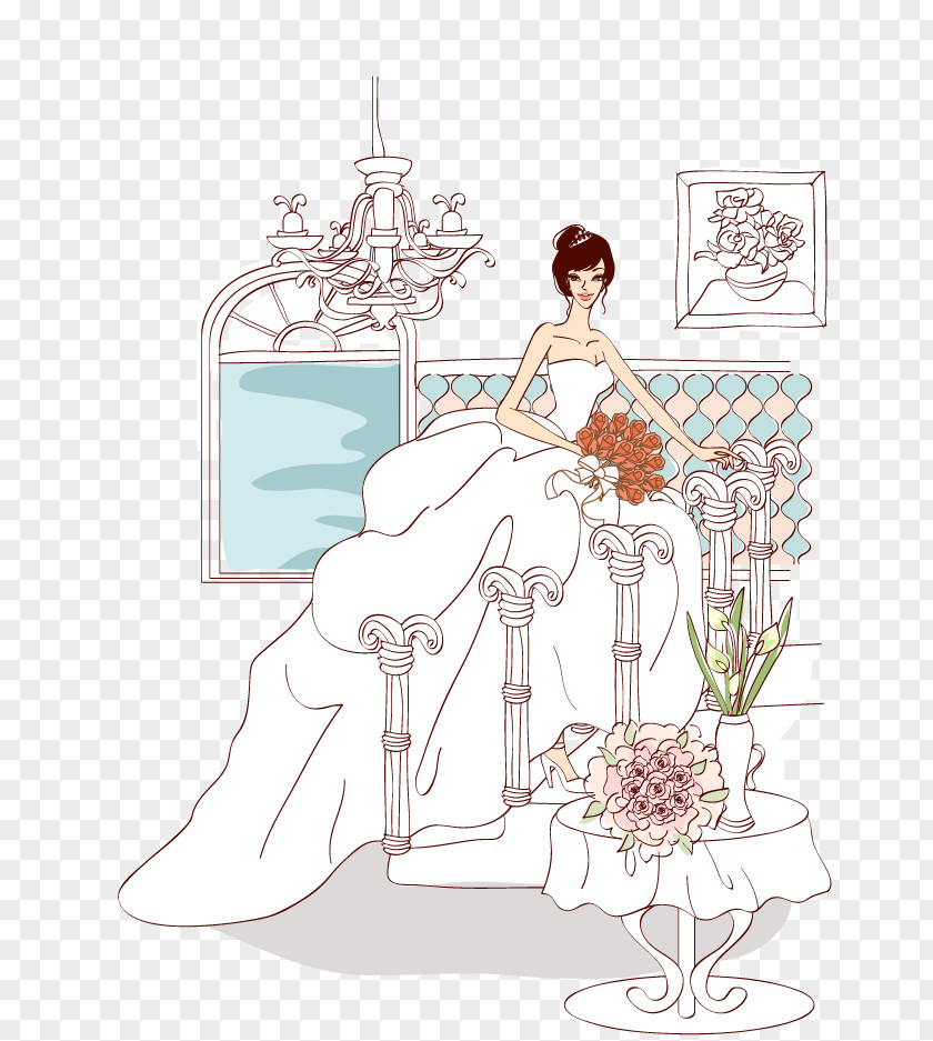 Illustration Wedding Woman Dress Cartoon Clip Art PNG