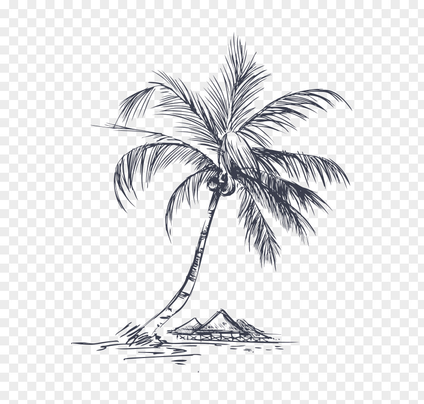 Coconut Tree,Hand Painted Tree Pixel PNG
