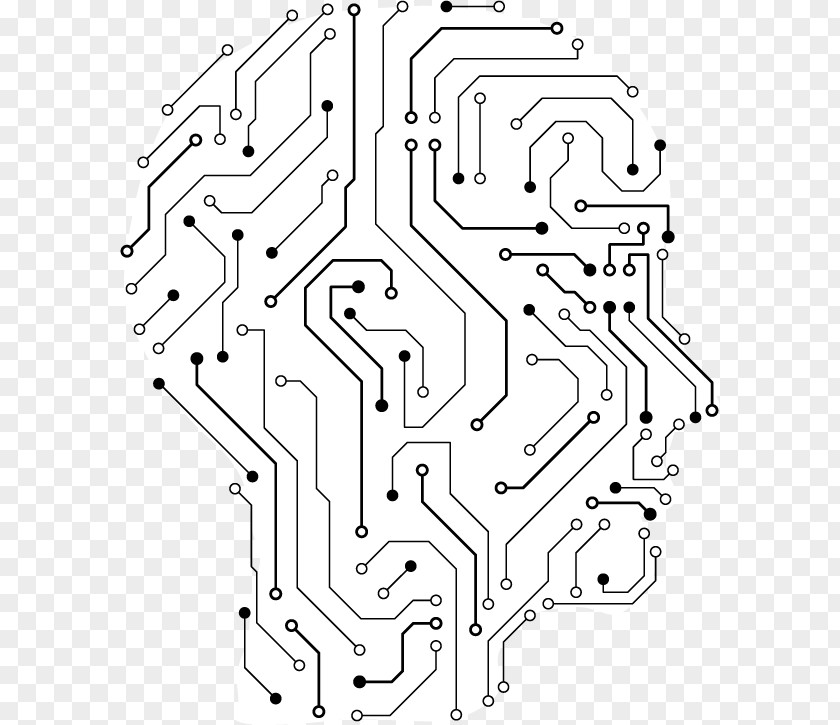 Vector Electronic Circuit Board Design Engineering Human Head Brain Illustration PNG
