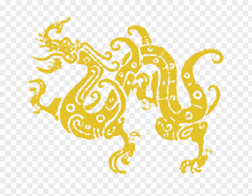 Ancient Golden Dragon Pattern Au Bonheur DAsie Chinese Feng Shui Totem PNG